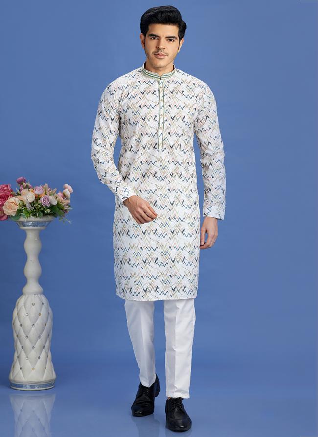 Cotton Multi Color Festival Wear Embroidery Work Kurta Pajama